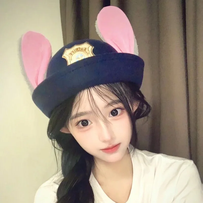Judy Rabbit Police Officer Cos Clothing Hat Children's Top Hat Adult Parent-Child Hat Badge Dome Rabbit Ear Paradise