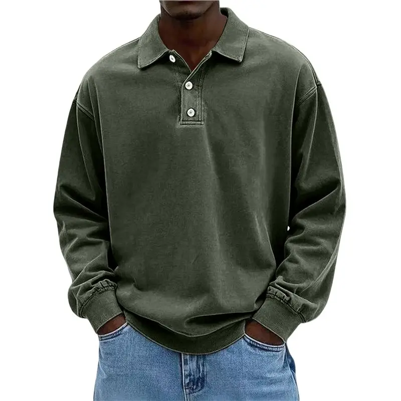 

Мужские рубашки с длинным рукавом CYL: классические рубашки для гольфа на пуговицах, повседневные теплые пуловеры с воротником для работы