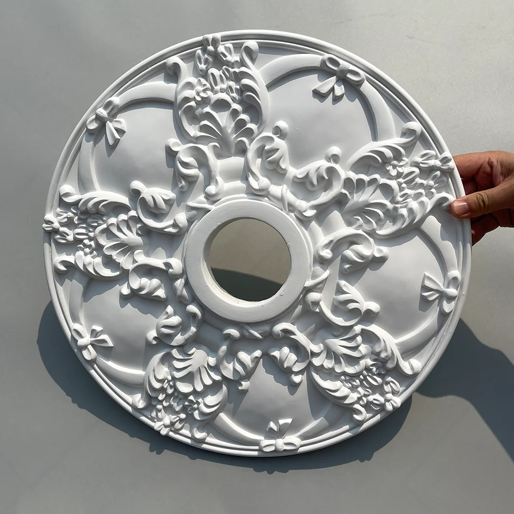PU Lamp Panel Round Panel Ceiling Lamp Pool Chandelier Base Decorative Carved Imitation Plaster