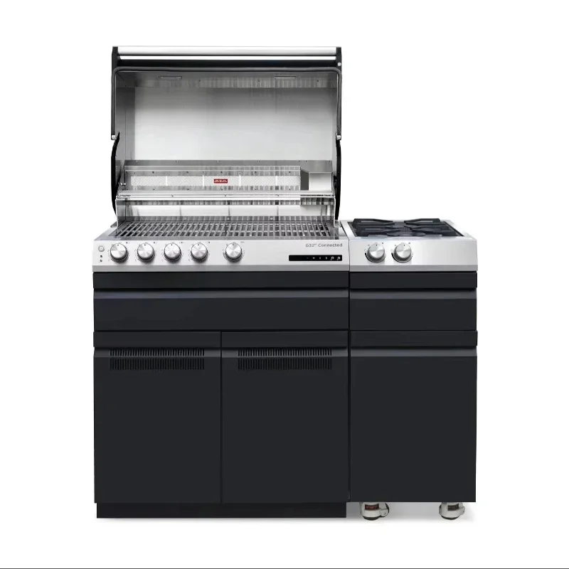 Stainless Steel Grill Premium Black Edition Cast Stone Folding Trolley Electronic Ignition Modern Premium
