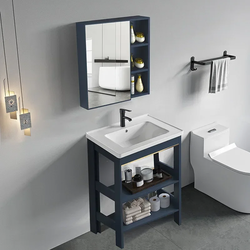 Nordic Floor Display Bathroom Cabinet Ceramic Sink Units Mirror Metal Cabinet Toilet Shower Badezimmer Schrank Home Furniture