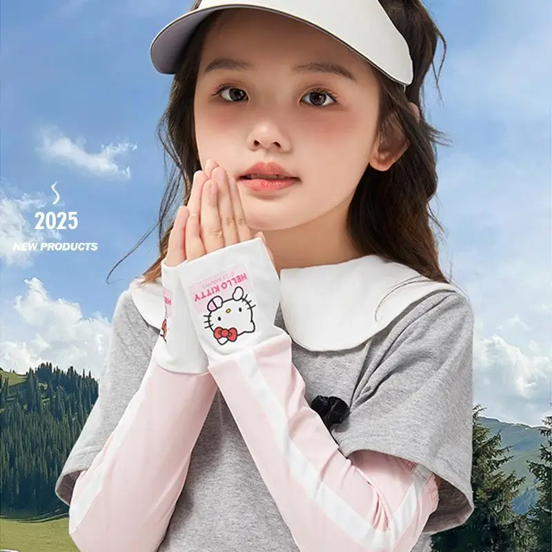 

2025 Sanrio Ice Sleeve Kawaii Hello Kitty Children's Uv Resistant Sleeve Cinnamoroll Quick Drying Breathable Cartoon Sleeve