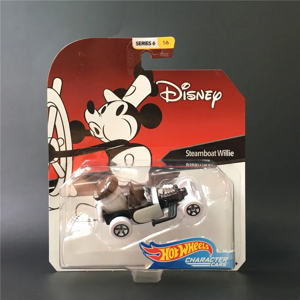 Mattel Hot Wheels Disney 6 Series 1/64 Pluto Anna Olaf Pumbaa Wall Elsa Belle Baymax Collectible Car Toys Diecast Vehicle Gift