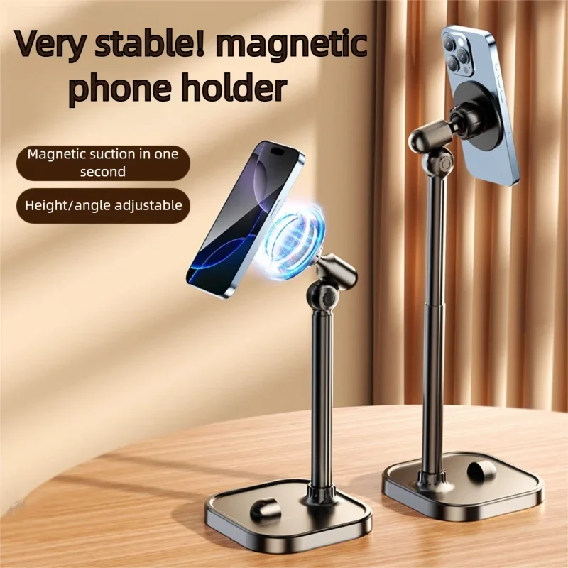 

Портативная магнитная подставка для телефона, настольный держатель для мобильного телефона, регулируемый мобильный кронштейн из алюминиевого сплава, поддержка Iphone Xiaomi Huawei