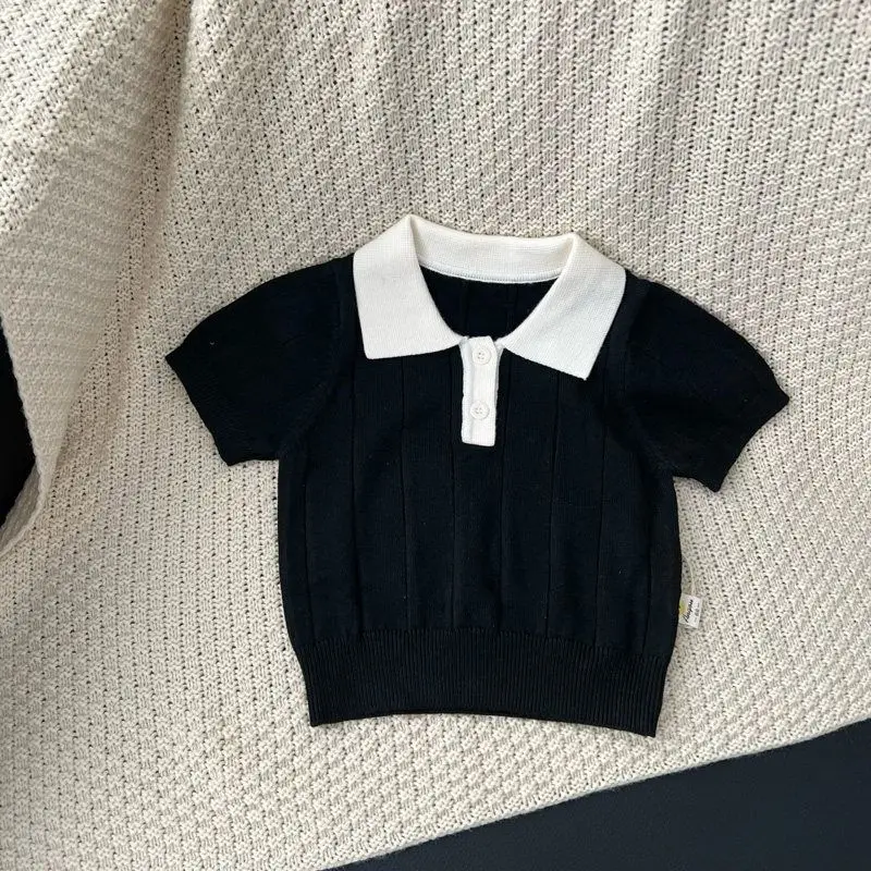 

Spring/Summer Children's Set 2026 New Boys' Collar Knitted Short Sleeve T-shirt+Casual Pants 2-piece Set