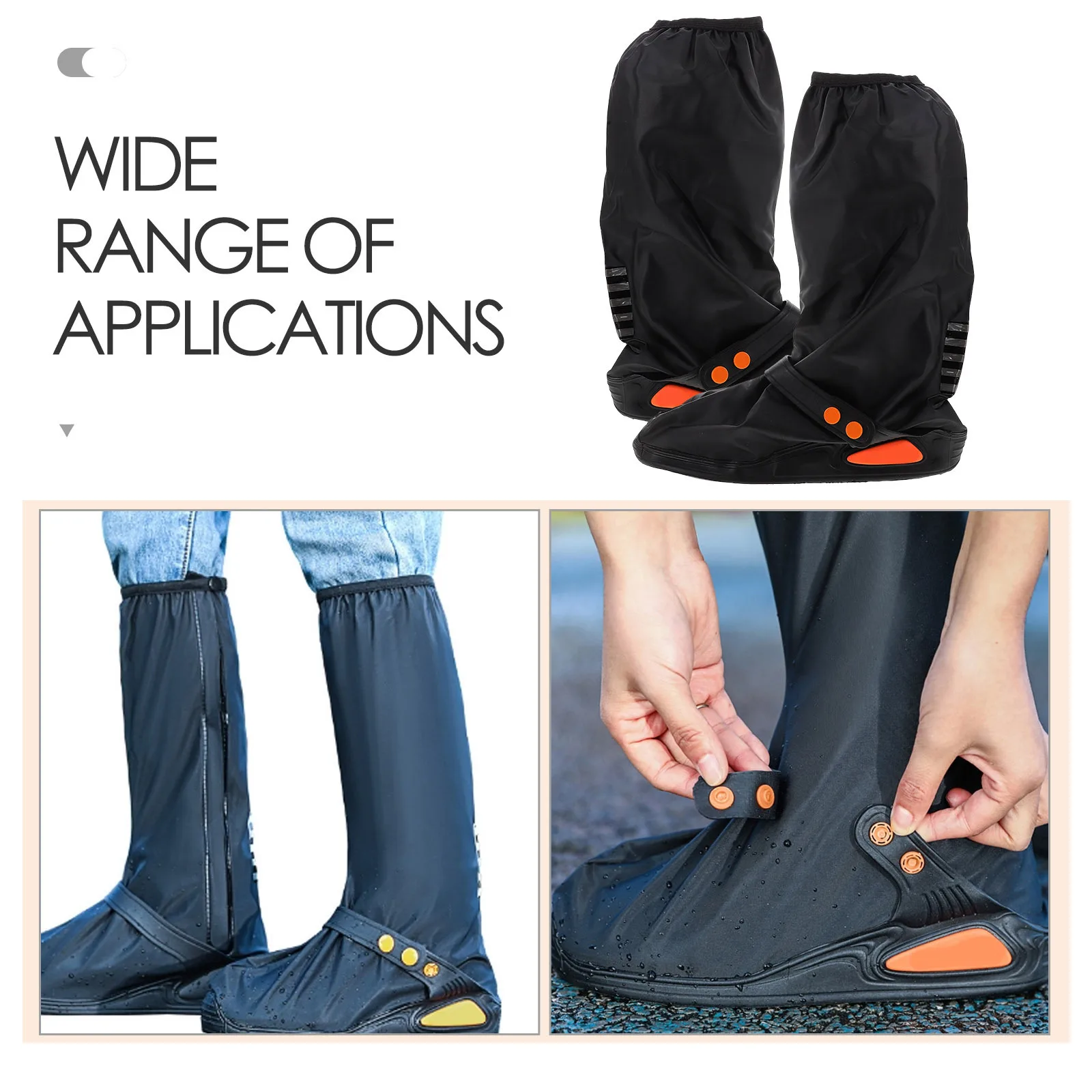 زوج واحد من أغطية أحذية ركوب الدراجات المقاومة للماء، معدات المطر، نعل عالي مضاد للانزلاق، مادة متينة للمشي في الهواء الطلق #4