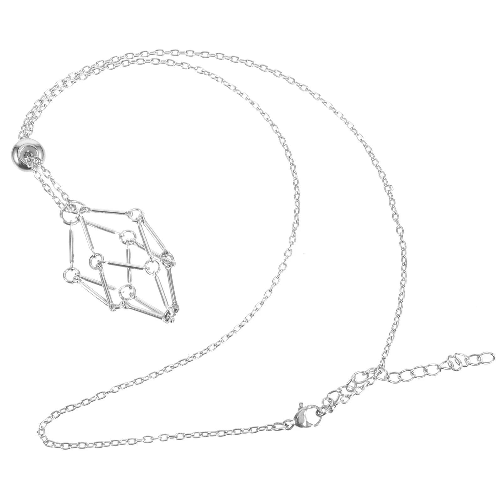 

Adjustable Crystal Holder Bracket Necklaces Cage Rope Pendant Metal Holding Stone