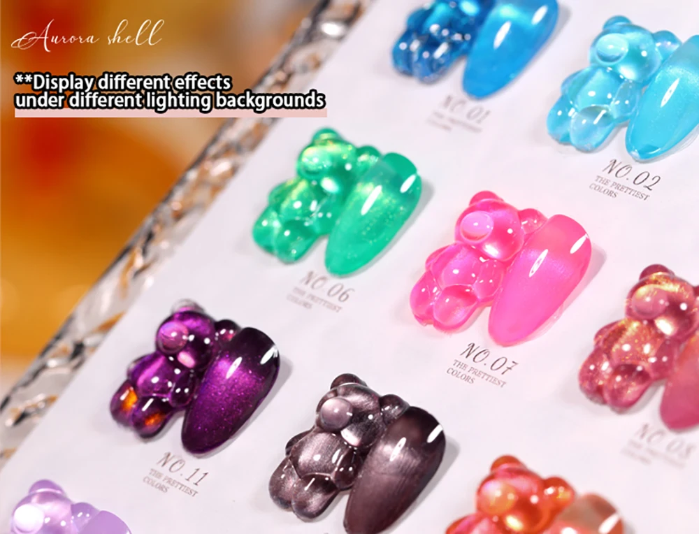 Vendeeni TPO HEMA FREE 24 Farben/Set Meerjungfrauen-Muschel Jelly Gel Nagellack Aurora Transparent UV Soak Off Gel Lack mit Display – Detail 5