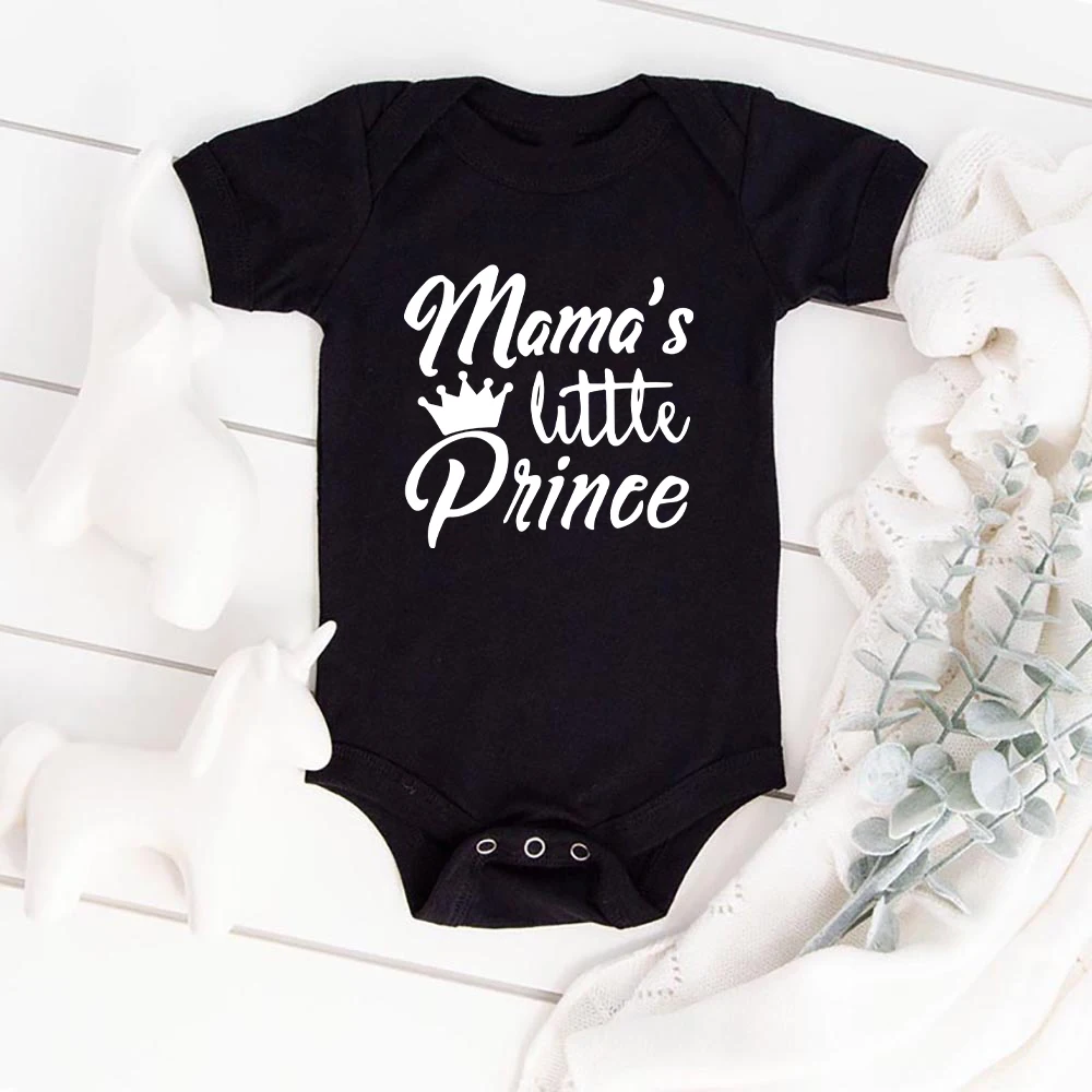 Mama's Little Prince Newborn Baby Boy Clothes 0-24 Months Infant Onesie Cotton Black Summer Toddler Bodysuits Comzy Breathable