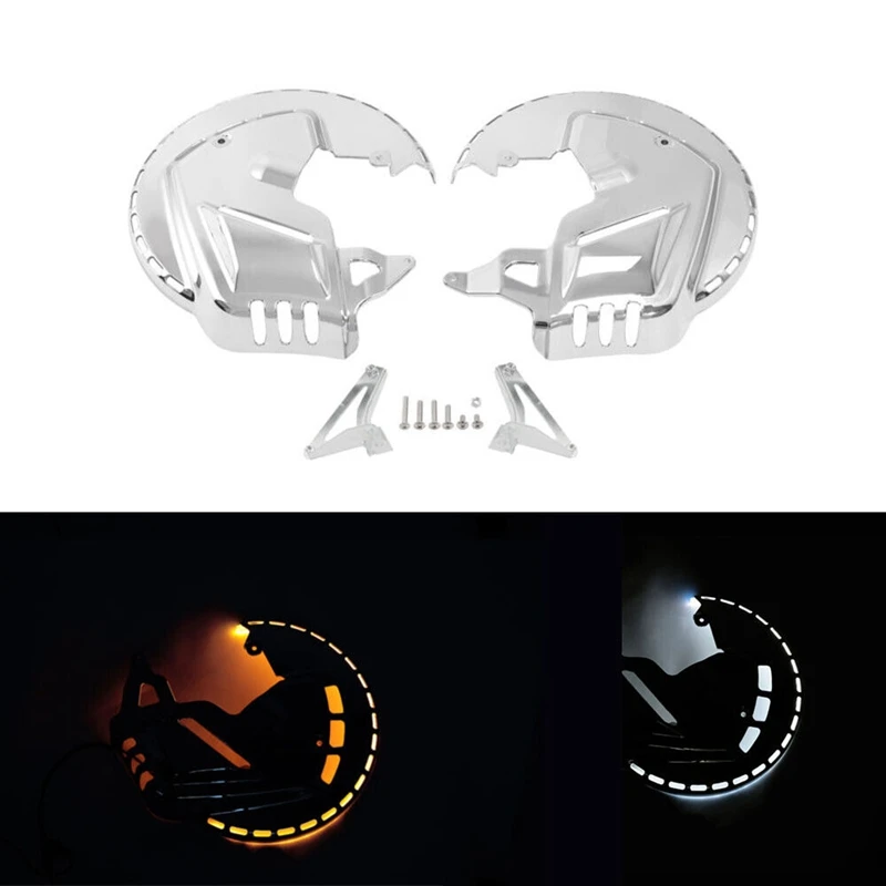 

Motorcycle Front Brake Rotor Covers LED Ring Of Fire For Honda Goldwing GL1800 2001-2017 F6B 2013-2017