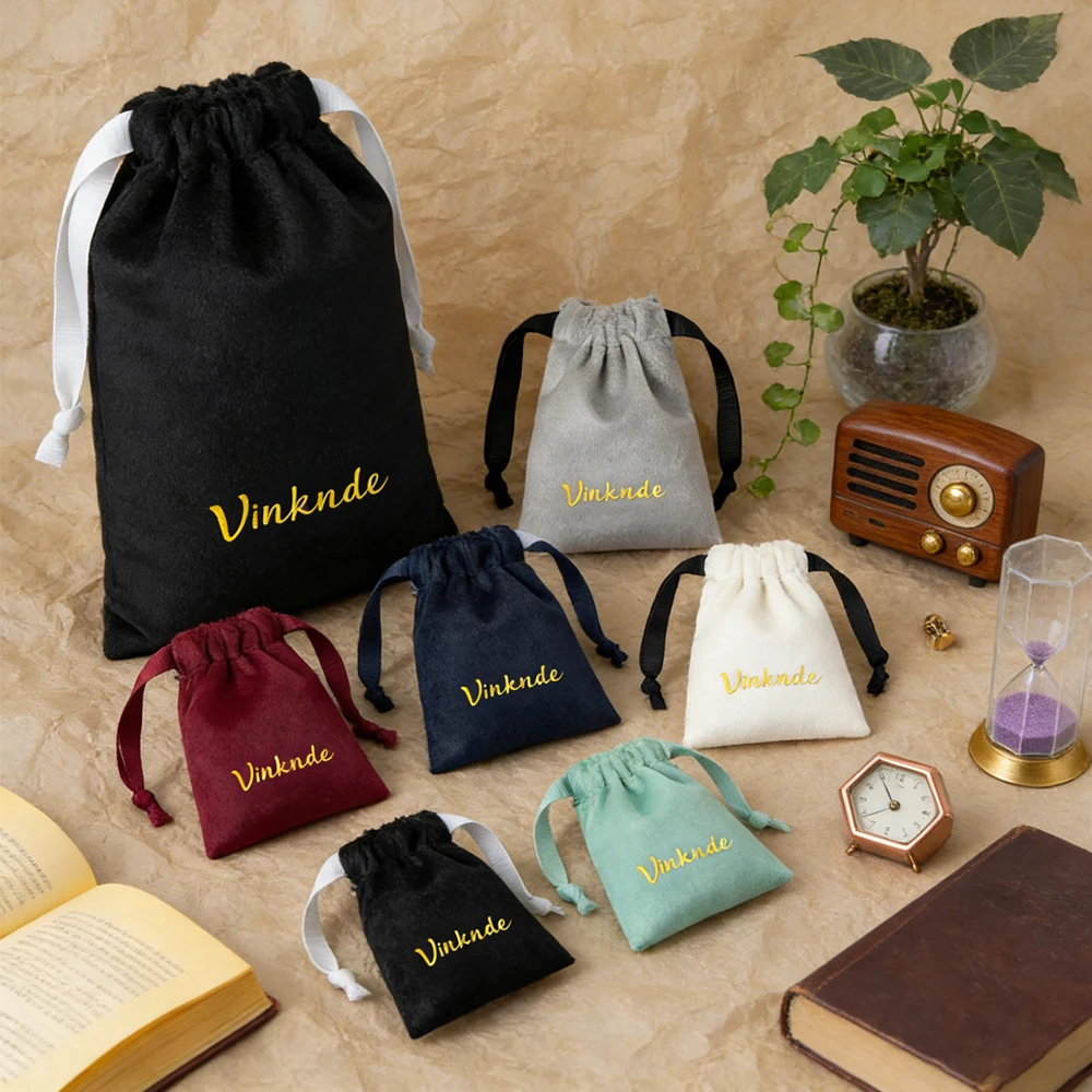 

50Pcs Custom Logo Velvet Jewelry Bags 3X4‘’ Ribbon Drawstring Gift Packaging Pouches Perfume Cosmetic Bridesmaid Candy Pouch