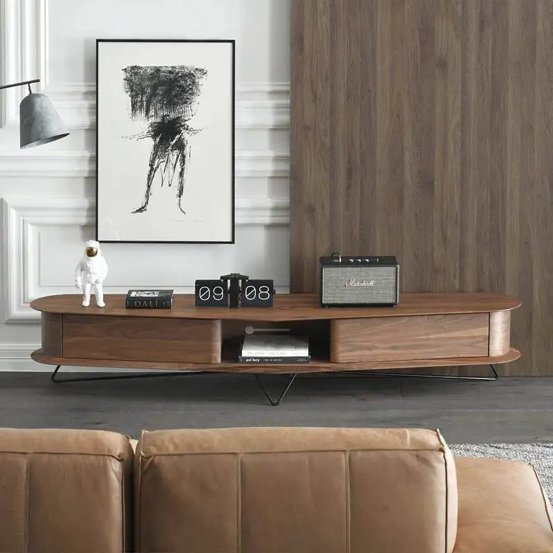 Modern simple black walnut TV cabinet audio-visual cainet