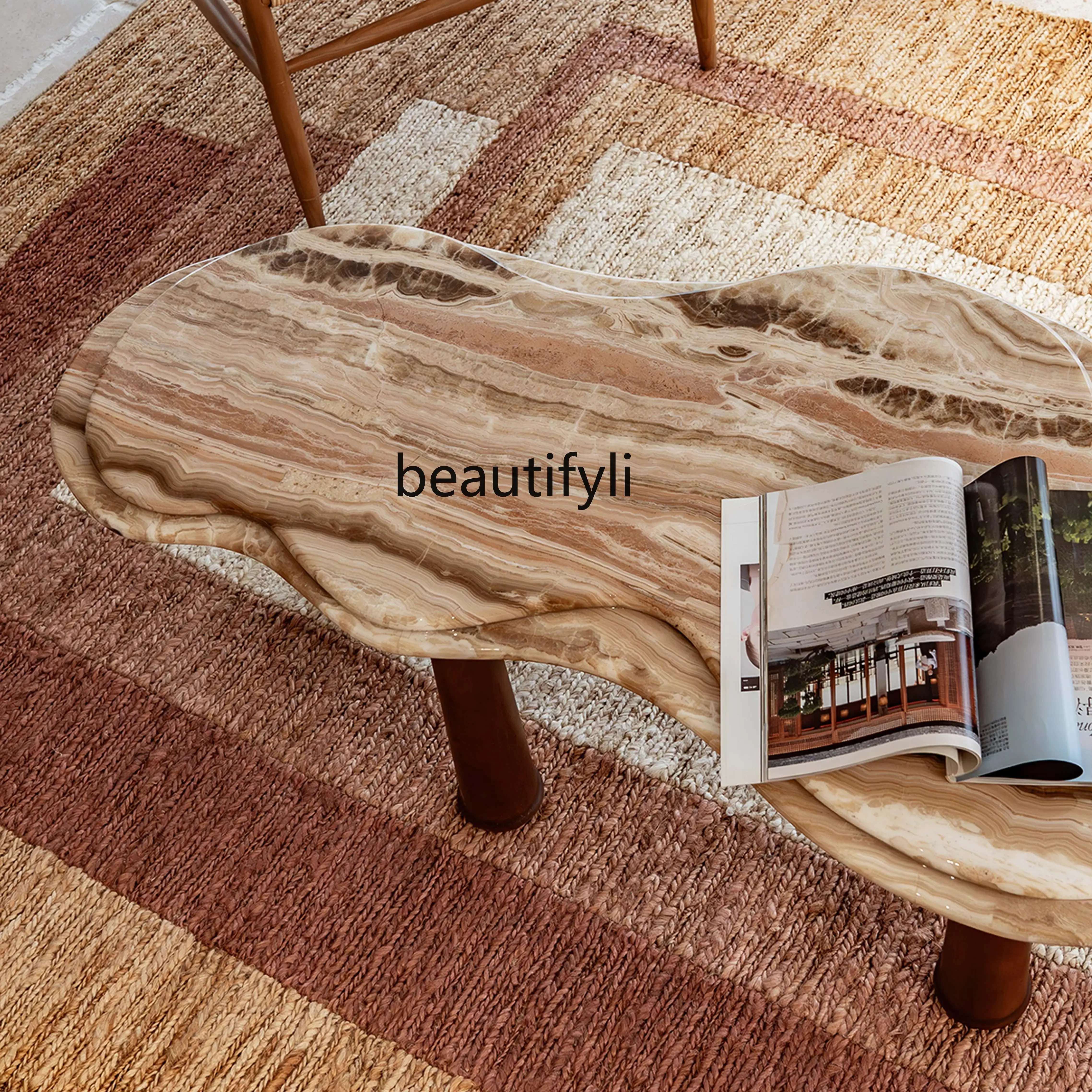 

A57 Solid wood luxury stone special-shaped cloud small tea table designer wabi sanfeng living room