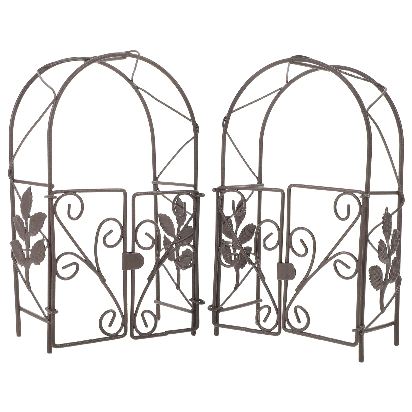 Arco de boda en miniatura, arco decorativo de Metal para jardín, casa de muñecas, Patio, accesorios de jardín de hadas, exhibición de arcos de puerta de hierro, 2 uds.