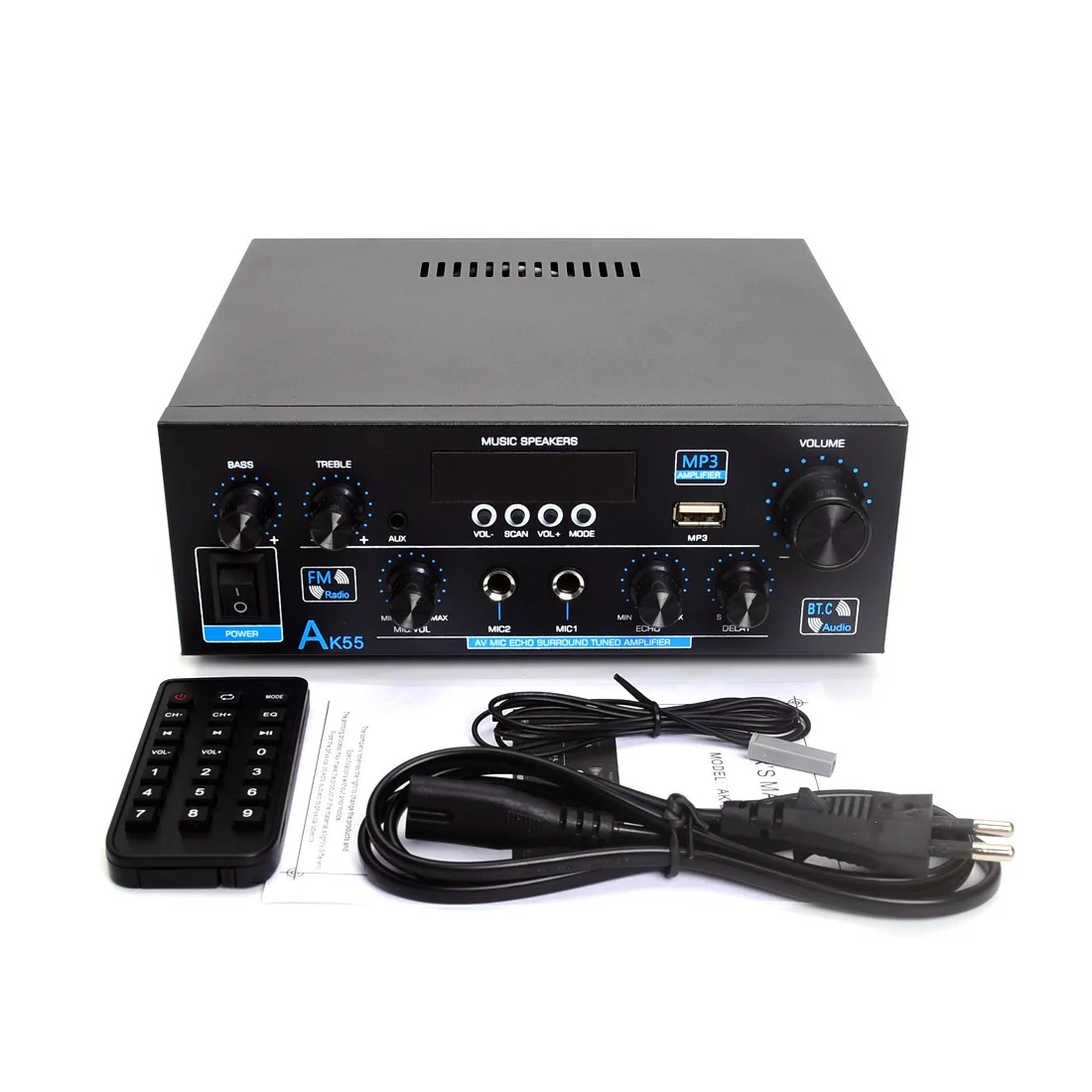 AK55 Amplificatore Bluetooth digitale Hifi ad alta potenza Amplificatore di potenza audio da scaffale domestico a 2.0 canali