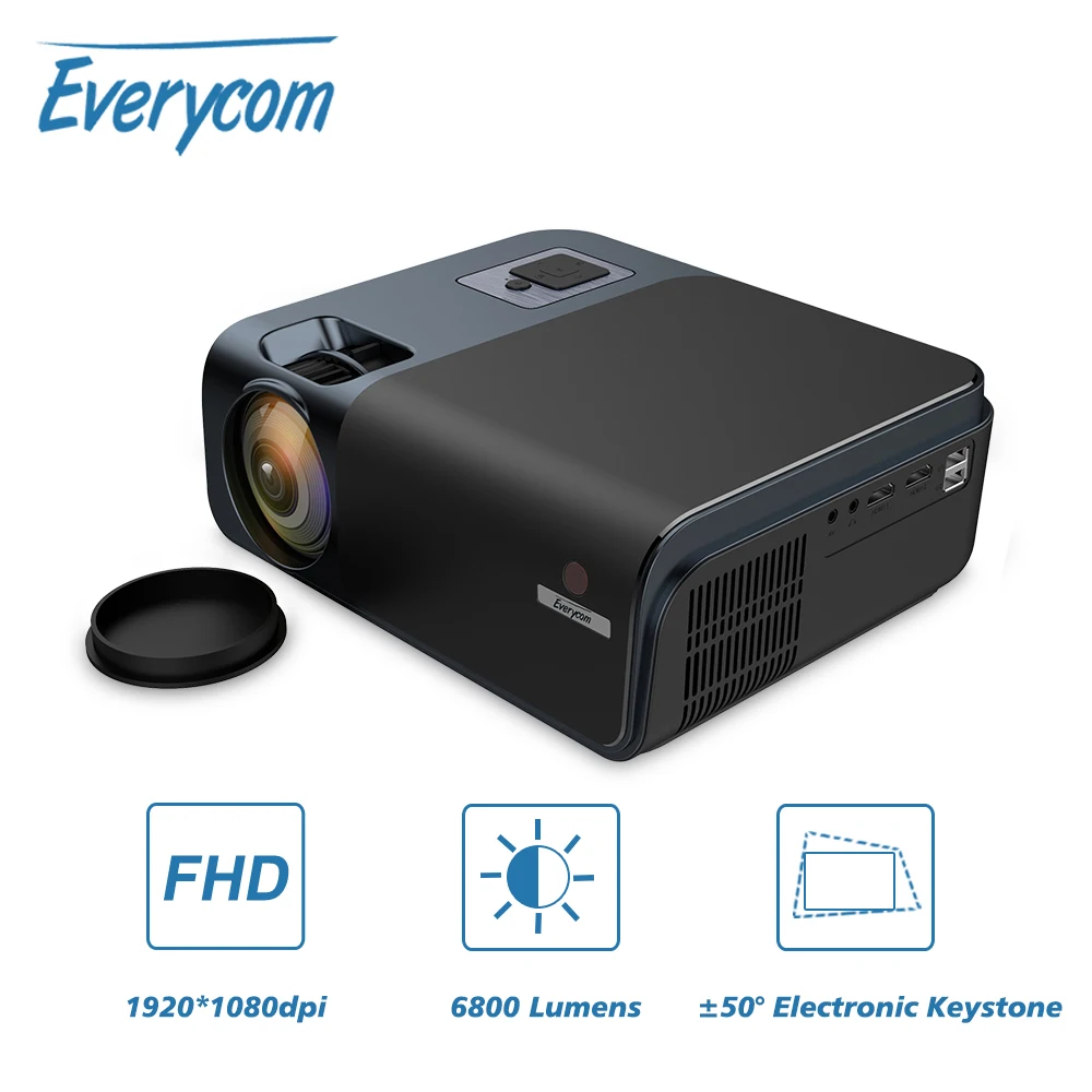 Everycom R15 Native 1080P Video Projector 5G Wifi Optional Full HD 6800 Lumens FHD Bluetooth Keystone Movie Beamer Home Cinema