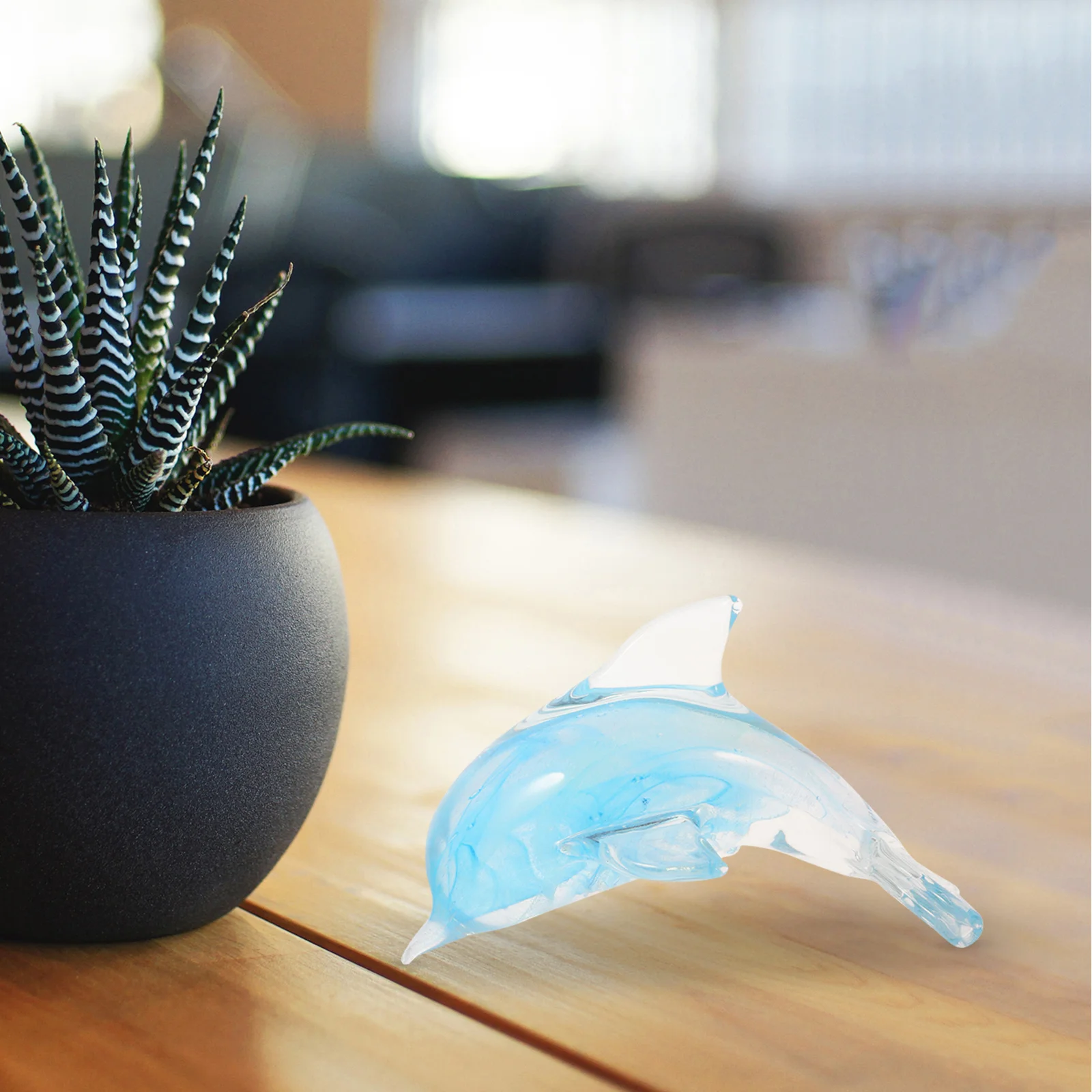 

Glass Dolphin Ornament Sturdy Artistic Glass Sculpture Decorative Desktop Living Room Study Bedroom Desktop Decoration