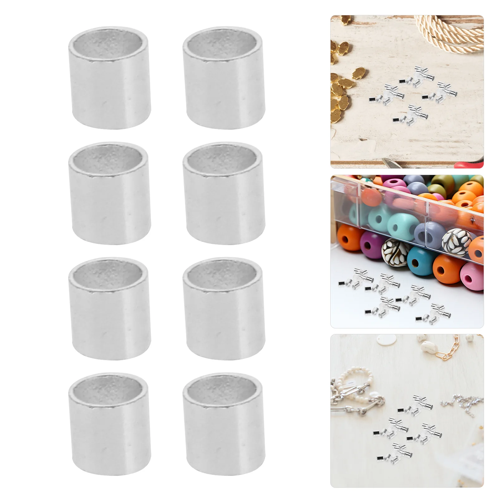 4 Pack/2000 DIY Positioning Accessories Bracelet Spacer Connectors Jewelry Making Copper Tube Beads Cord