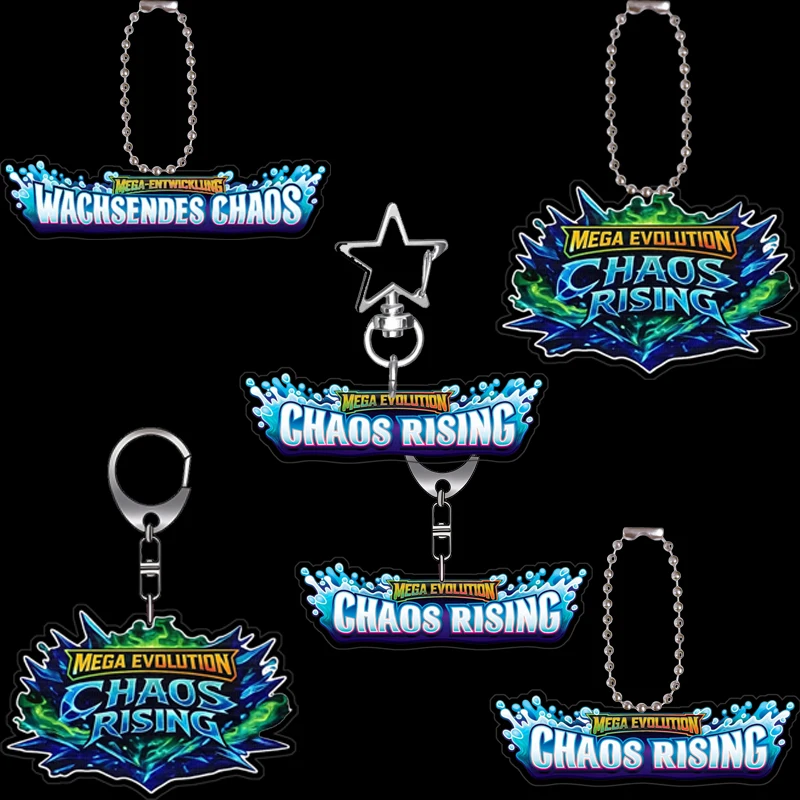 

Anime Acrylic Keychain for Ptcg Pocket Monster Mega Evolutions Chaos Rising 151 Logo Collection Card Charm Keyring Charm