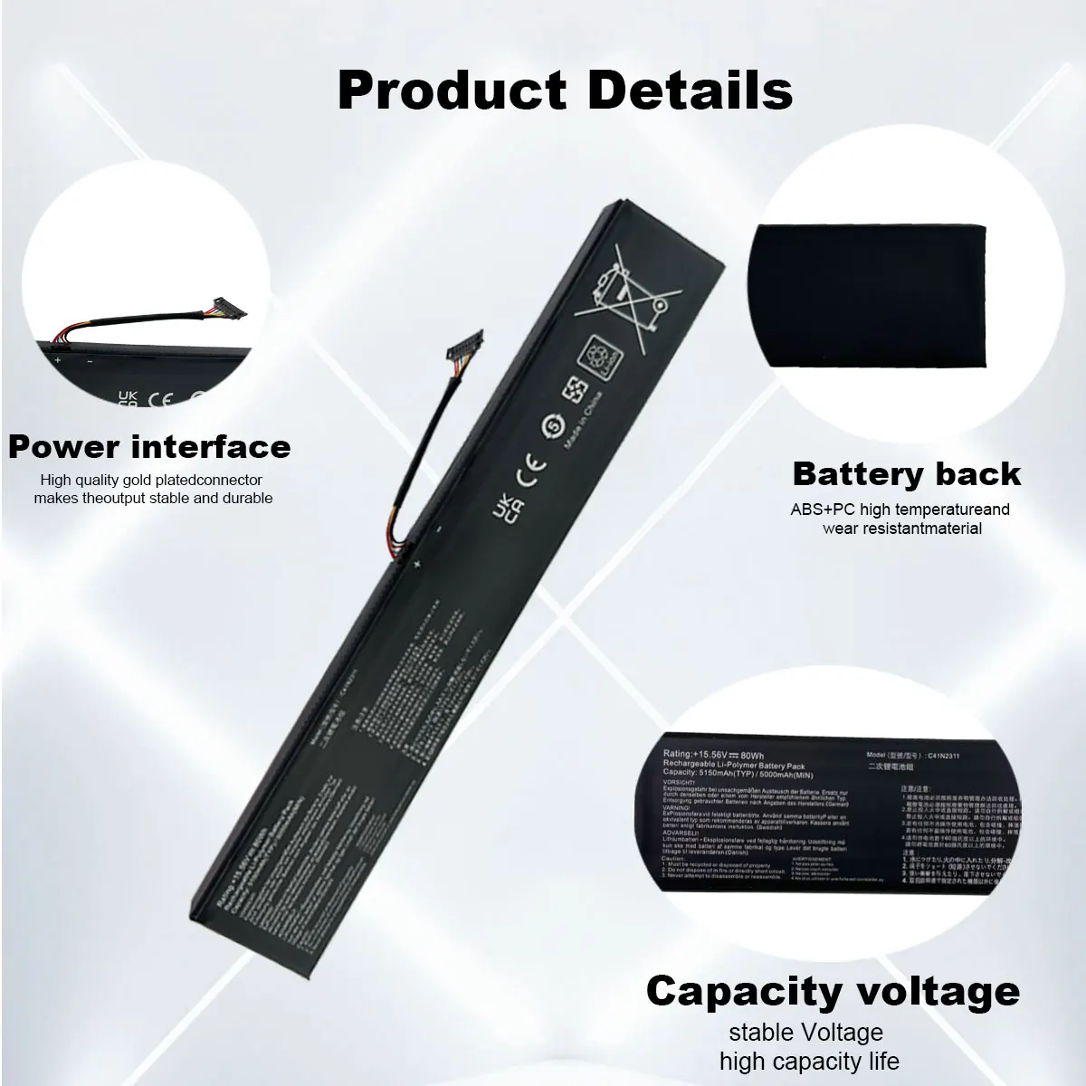 DXT New Battery C41N2311 For ASUS ROG Ally X RC72LA RC72LA-ALLYX.Z1X Ally 2nd 80Wh High Capacity Gaming Replacement Battery