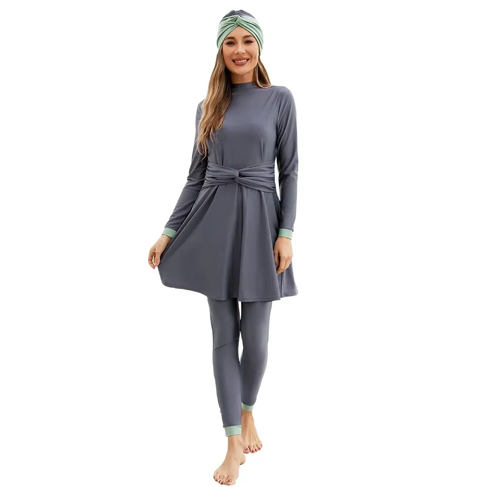 Female Burkini Muslim Swimwear 2025 Swimming Suit For Women Modest Swimsuit Islamic Clothing Sets 3 Pieces Fashion Dress Large