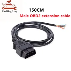 Conector de enchufe macho OBD2 de 16 pines para ELM327, adaptador de extensión, Cable OBD, OBDII, EOBD, ODB2, adaptador de apertura, Cable macho