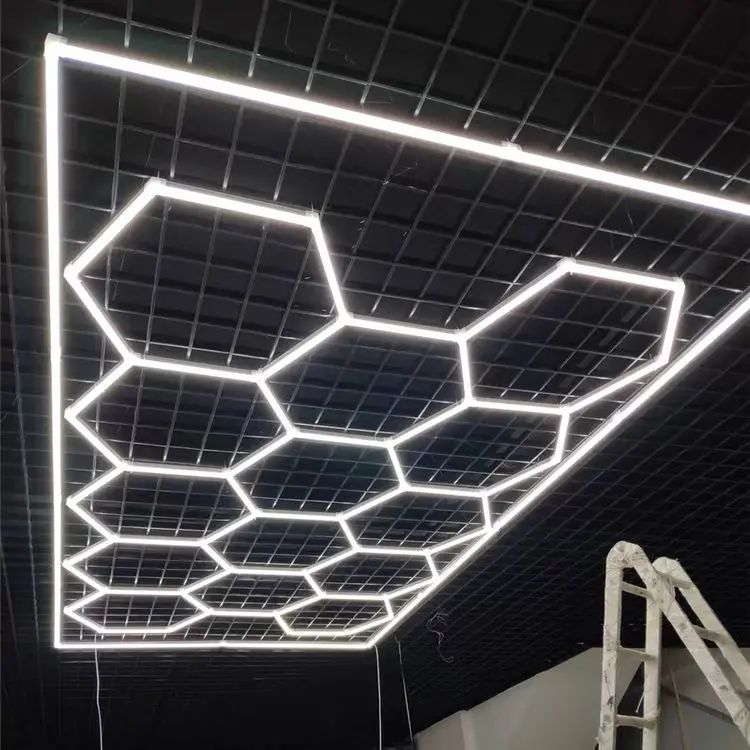 Imagem -05 - Hex Grid Light System Hexagon Lights Garage Led Detalhando Trabalho Light Led Tubos para Car Workshop Honeycomb Auto Detalhamento Livre 14