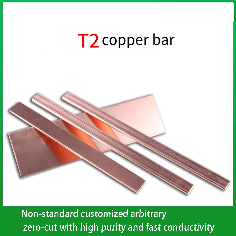 

1/3/5/8Pcs Length 500mm High Quality T2 Red Copper Flat Bar Strip 99.95% Pure Copper Plate CNC DIY Material Thickness 2/3/4~25mm