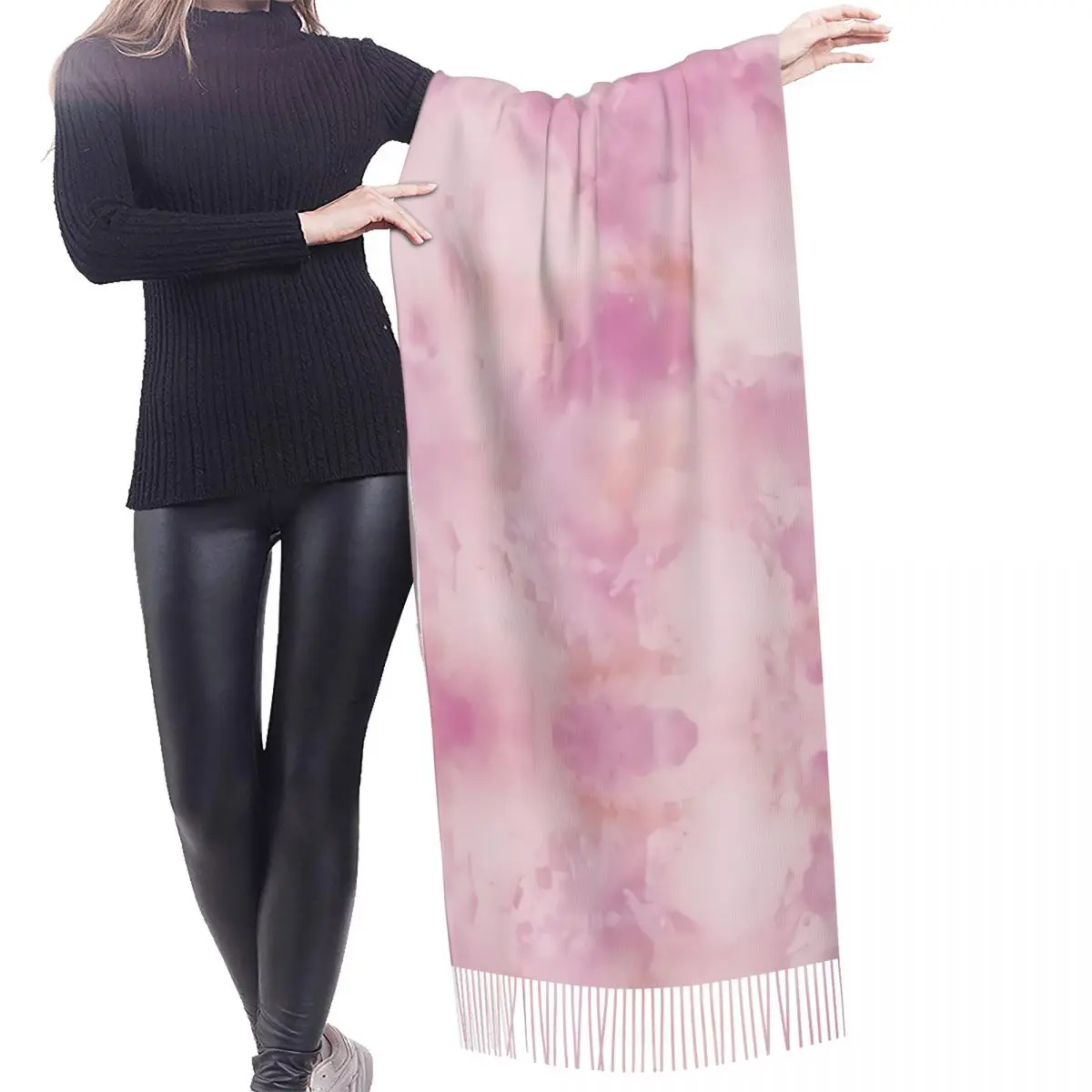 Custom Print Cool Pink Tie Dye Scarf Women Men Winter Warm Scarves Traditional Dyeing Art Shawls Wraps