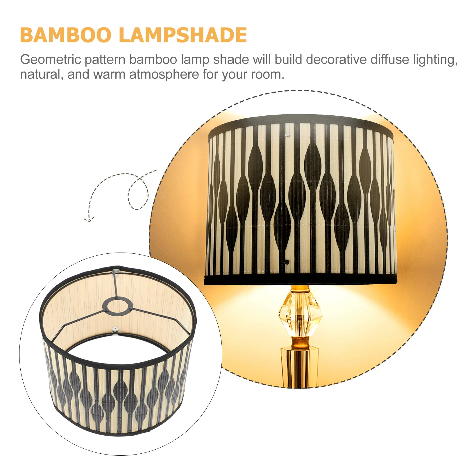 عاكس الضوء نمط هندسي غطاء خفيف مزخرف ملحق المصباح استبدال عاكس الضوء الخيزران