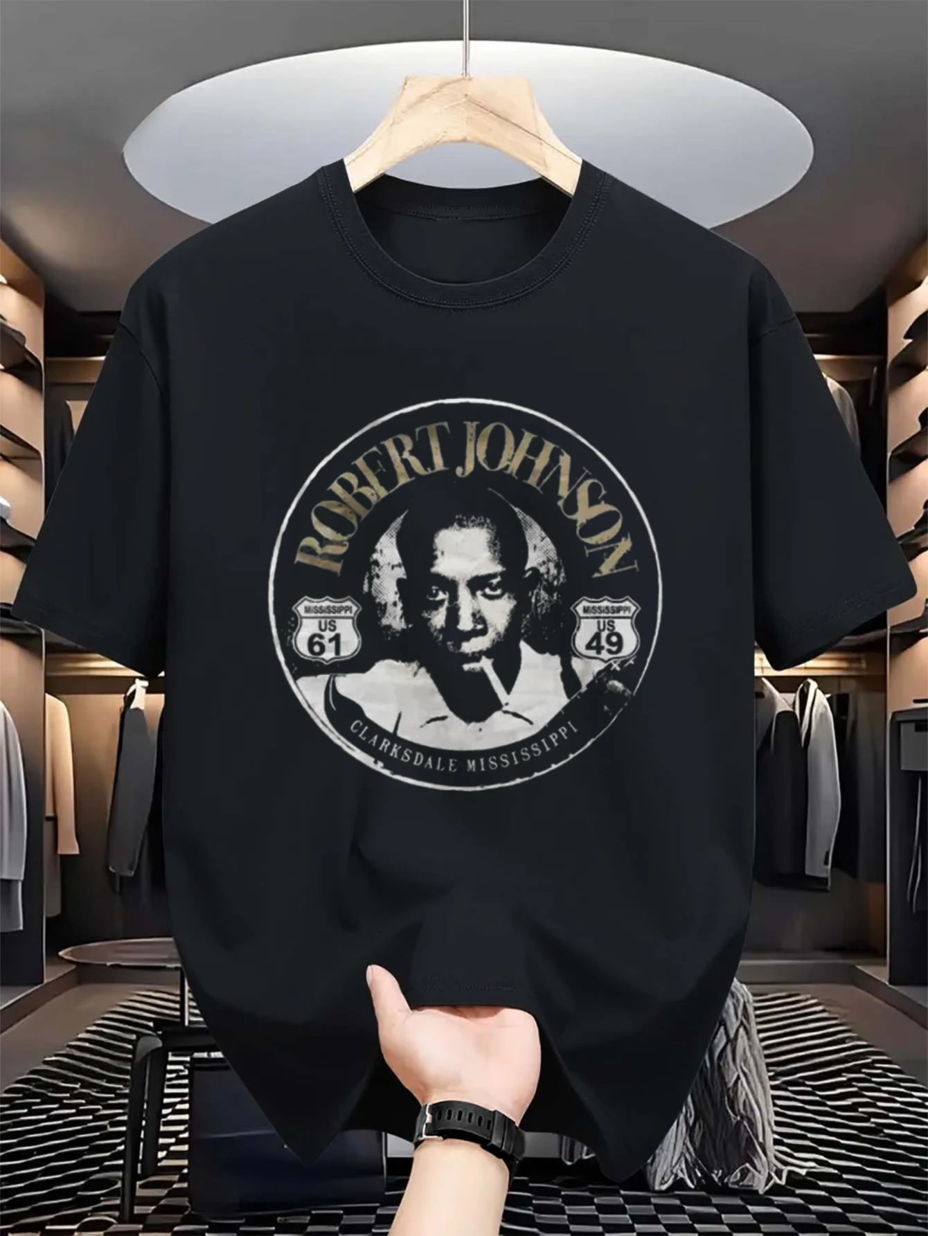 Robert Johnson Blues T-Shirt- Iconic Delta Blues Song Titles Print, Black Music Tee for Fans, Collectible Gift for Blues Fans