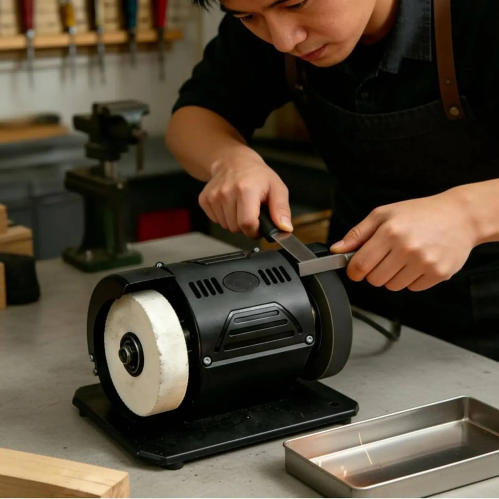 Mini Bench Grinder Strong Suction Base Small Sharpening Machine Blade Sanding Machine Multi-Purpose Power Tool for Home Workshop