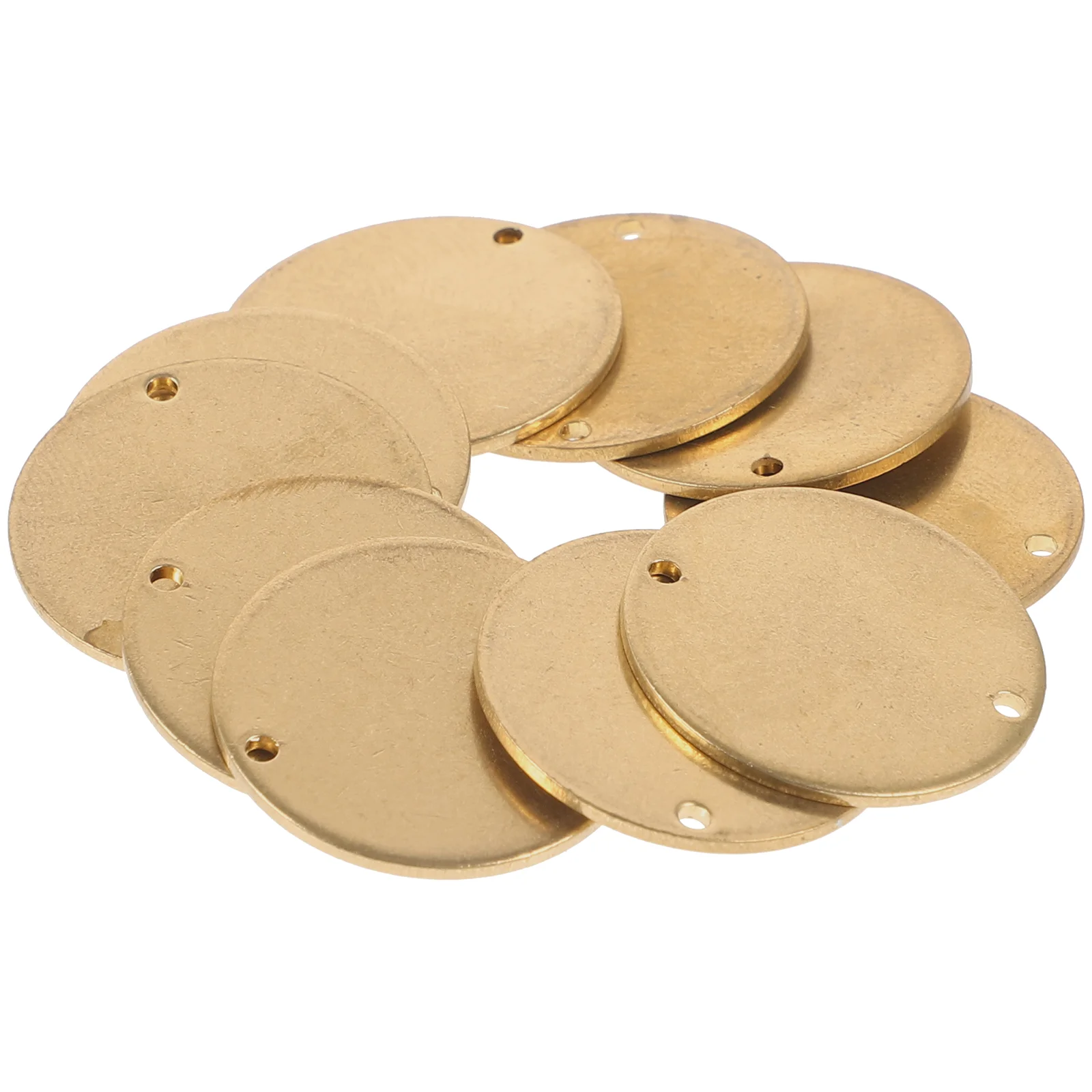 10 Pcs Gold Decor Round Copper Circle Disc Blank Stamping Tags Glossy Engraving