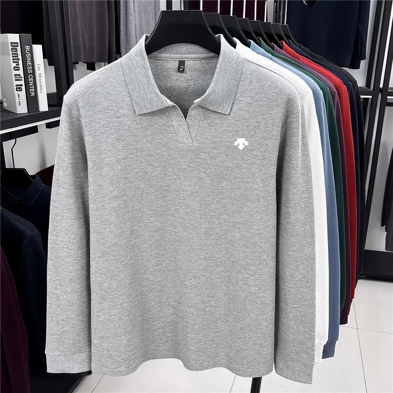Hochwertiges Herren-Polohemd mit Originaldruck, Herbstmode, 100% Baumwolle, Revers, Langarm-T-Shirt, bequeme Freizeitkleidung für Herren – Detail 4