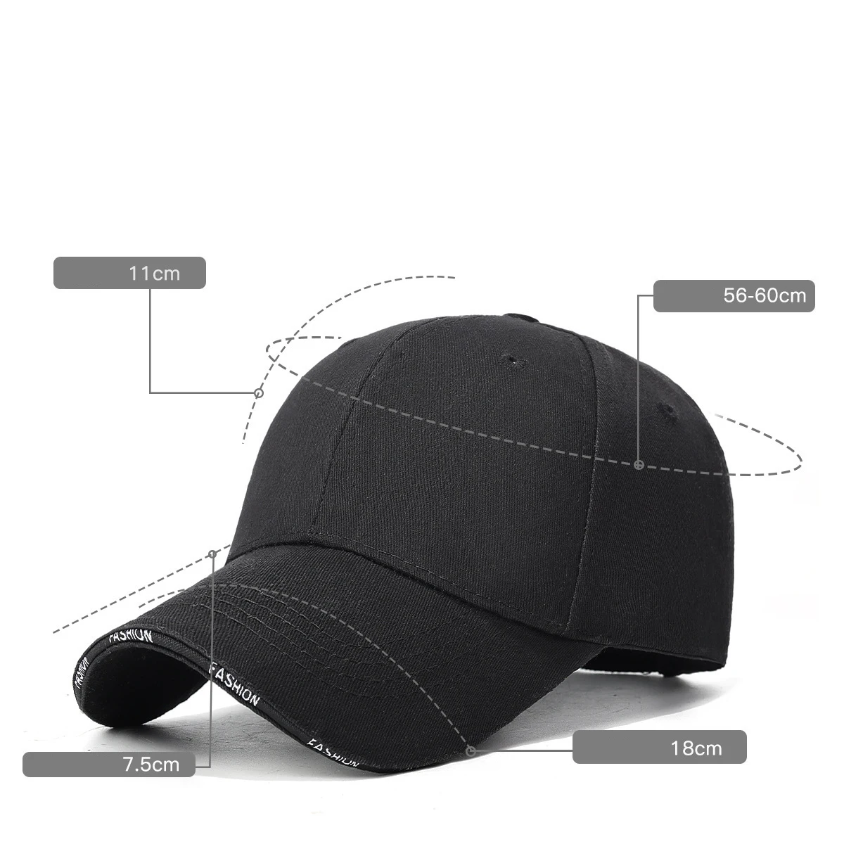 All-Season Men's Korean Style Trendy Baseball Cap, Plain Sunshade Hat for Women, New Large-Head Version