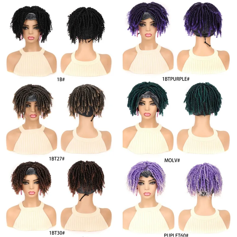 OUCEY Synthetic Wig Female Crochet Hair Wigs for Black Women Short Headband Wigs with Scarf African Women Daily Use