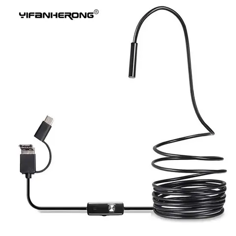 Endoskop kamera 7mm 3 in 1 USB IP67 wasserdicht 6 leds Endoskop Inspektion für Windows für MacBook PC für Android 1m Typ-C