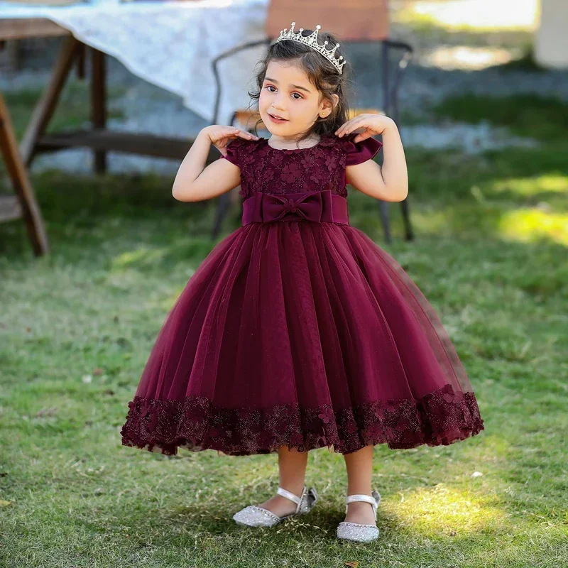 

Baby Girls Dress Toddler Dresses Lace Flower Baptism Dress For Girls 1st Birthday Party Wedding Dress Infant Clothes 0-24M