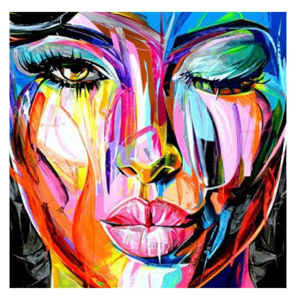 Diamond Embroidery Abstract Colorful Face Full Square Round Diamond Painting Woman Cross Stitch Portrait Mosaic Art Home Decor