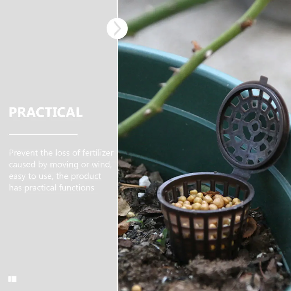 

100Pcs Plastic Bonsai Fertilizer Baskets Covered Reusable Fertilizer Containers Gardening Plant Fertilization Boxes