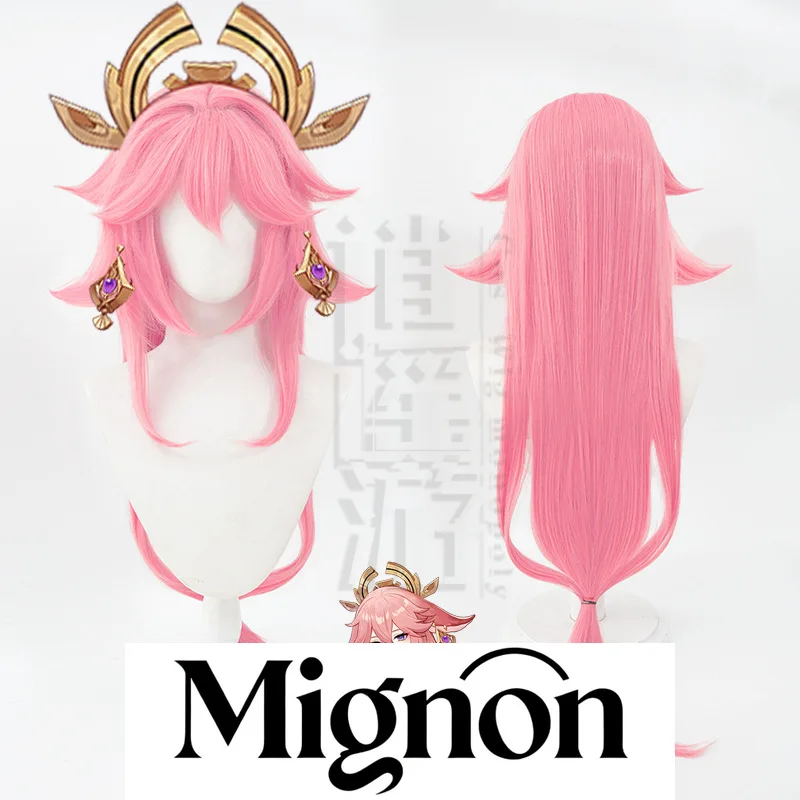 

Genshin Impact Yae Miko Cosplay Wig Inazuma Simulation Scalp Side Flipped Halloween Gift
