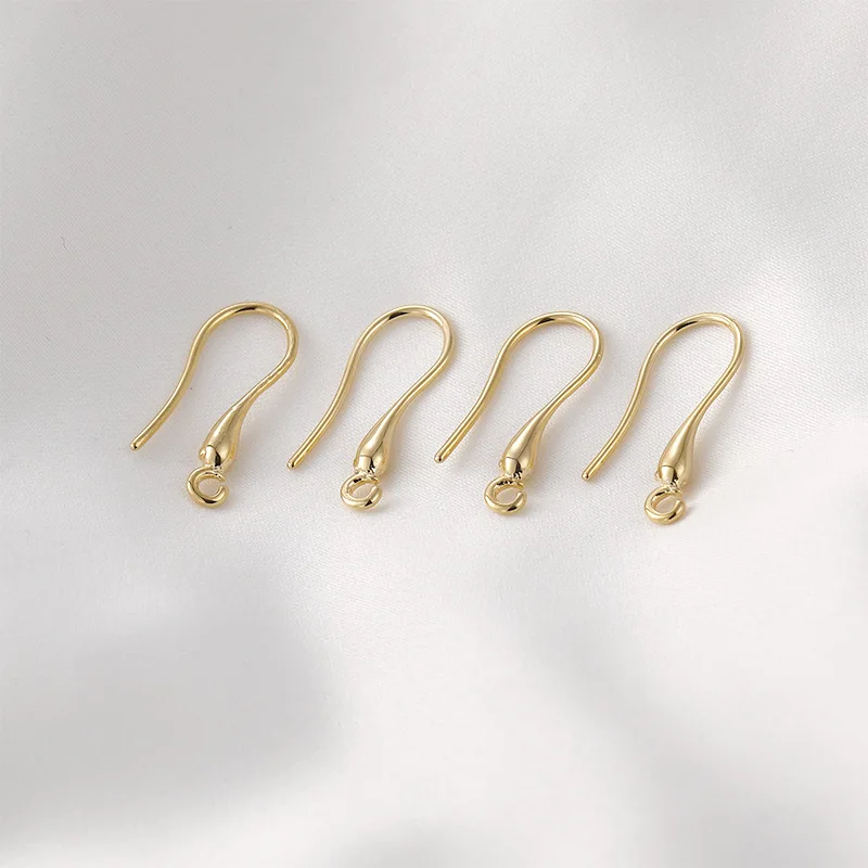Copper Plated 18k Real Gold Color Retention, Retro Long Water Drop Ear Hook DIY Earrings Handmade Accessories Material