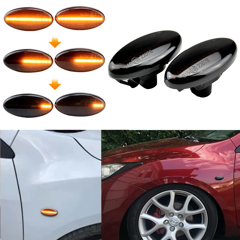 Luz Led de intermitente dinámica, marcador lateral, repetidor, lámpara secuencial, indicador intermitente para Mazda 2 3 5 6 BT-50 MPV DY BK DE GG GY