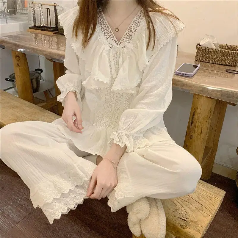 

Комплект домашней одежды из облачного хлопка для женщин: милый принцессный стиль, удлиненный, больших размеров, можно носить на улице, комфортный домашний комплект