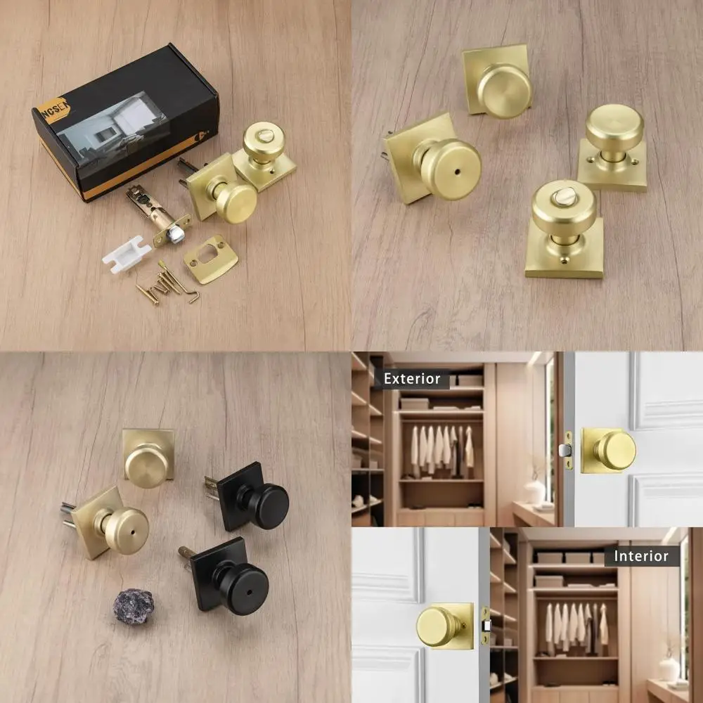 

Золотые дверные ручки для межкомнатных дверей с квадратной розеткой, усиленные проходные ручки из матовой латуни