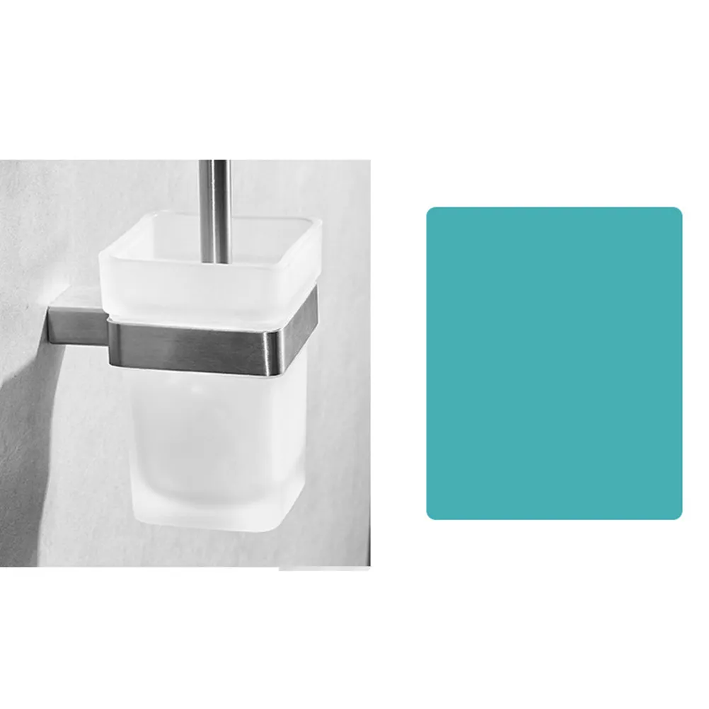 

Toilet Brush Holder 304 Stainless Steel Wall Mounted Bathroom Accessory Set with Glass Cup Compact Design for Small Spaces