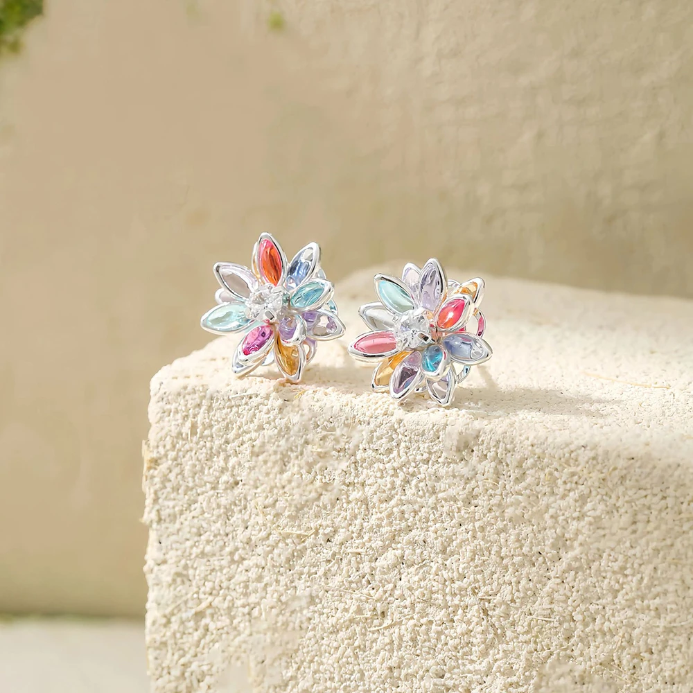 

Color Zircon Earrings Exquisite Versatile Earrings Cute Earrings Niche Design Earrings Women's Autumn And Winter Jewelry