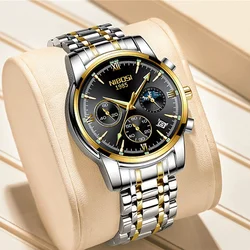 NIBOSI Fashion Men Watch Top Brand Luxury Moon Phase Waterproof Sport Quartz Chronograph Wristwatch for Man Relogios Masculino