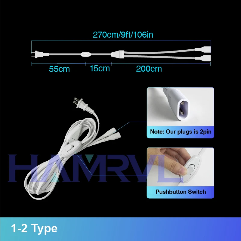 Honeycomb hexagonal LED tube ceiling light power line switch for car body maintenance, LED workshop cable accessories