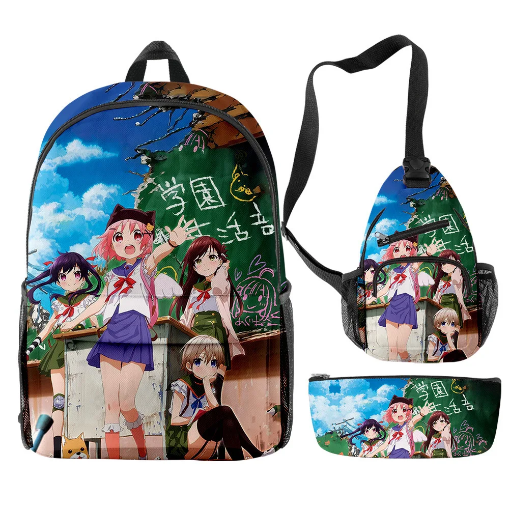 Cartoon Novelty Cool School-Live 3D Print 3pcs/Set pupil School Bags Travel Laptop Backpack Chest Bag Pencil Case